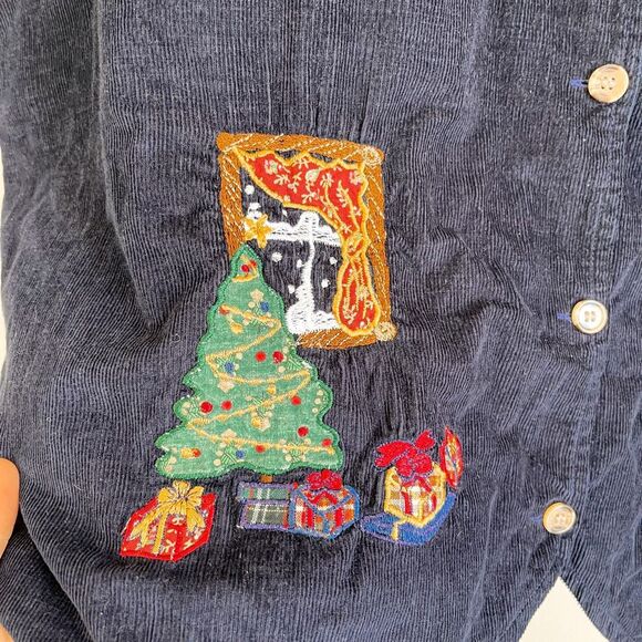 Vintage Victoria Jones Embroidered Christmas Vest Size 3X - Picture 5 of 8